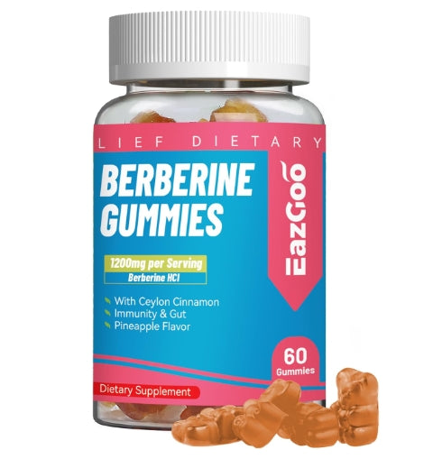 Berberine Gummies for Cardiovascular Health-Supports Immune System & Gut，Berberine 1200mg,Berberine with Ceylon Cinnamon,60 Count