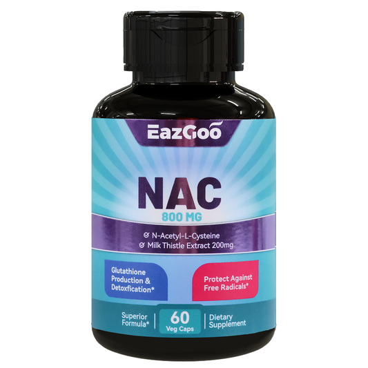 NAC Supplement N-Acetyl Cysteine 800mg, with Milk Thistle 200mg, Immune System & Antioxidant Support, Non-GMO, Gluten Free - 60 Capsules