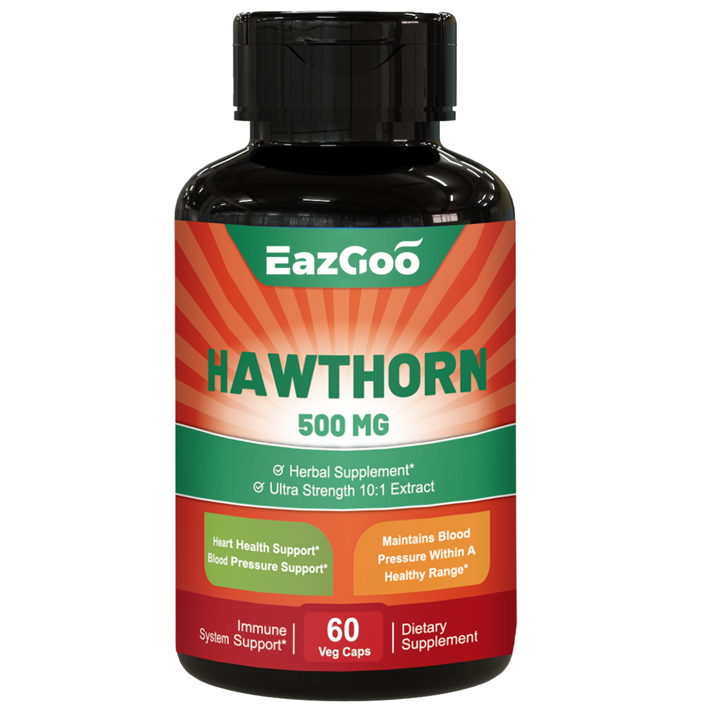 Hawthorn Berry Supplement Extract Polyphenol, Concentrated from 150g of Fresh Berries,Hawthorn Extract 500mg, Hibiscus & Garlic - Vitamins & Herbs 60 Caps