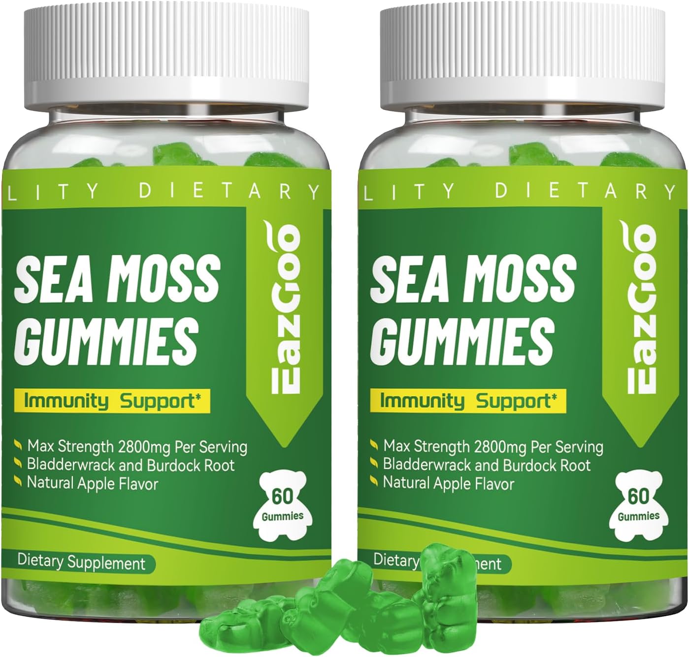 Sea Moss Gummies for Adults & Kids, Irish Sea Moss with Bladderwrack & Burdock Root, Rich in Minerals Vitamins, for Immune System, Vegan -120 Count