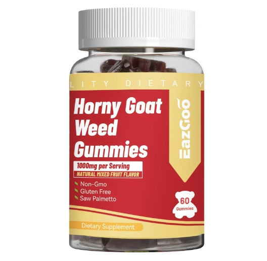 Horny Goat Weed Gummies for Men & Women, Horny Goat Weed Supplement with Maca, Tongkat Ali, Saw Palmetto, 60 Count