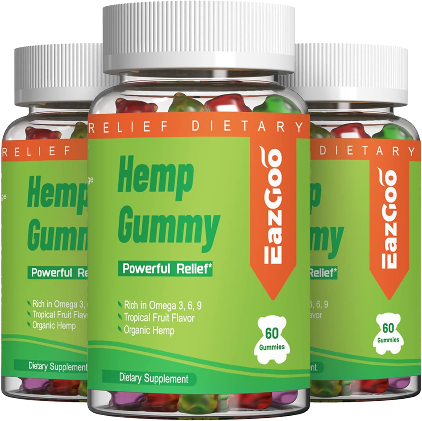 Natural Hemp Gummies 2,000,000 XXL Extra Strength - Natural Edibles Fruity Gummy with Organic Hemp Oil- Vegan, Low Sugar, Non-GMO - 180 Counts