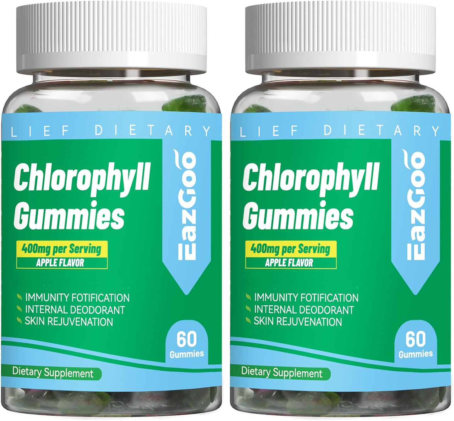 Chlorophyll Gummies with Apple Cider Vinegar Ashwagandha Vitamins Magnesium Gummies, Vegan Chlorophyll - 60 Count