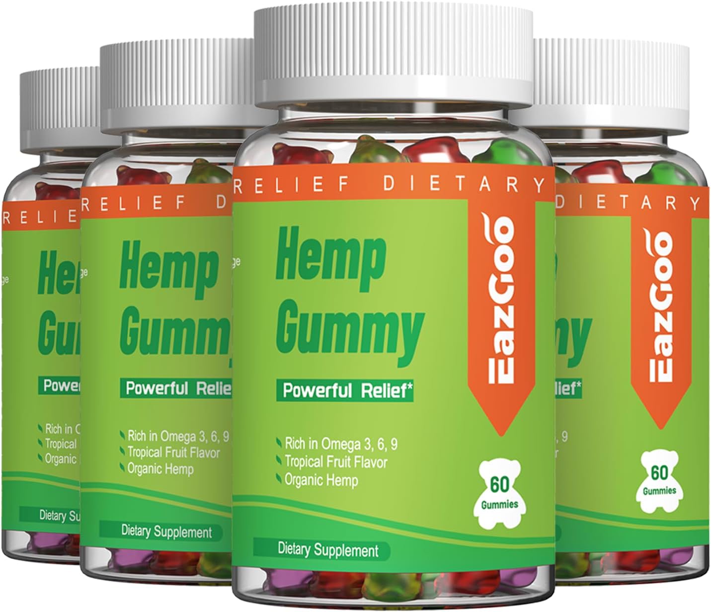 Natural Hemp Gummies 2,000,000 XXL Extra Strength - Natural Edibles Fruity Gummy with Organic Hemp Oil- Vegan, Low Sugar, Non-GMO - 180 Counts