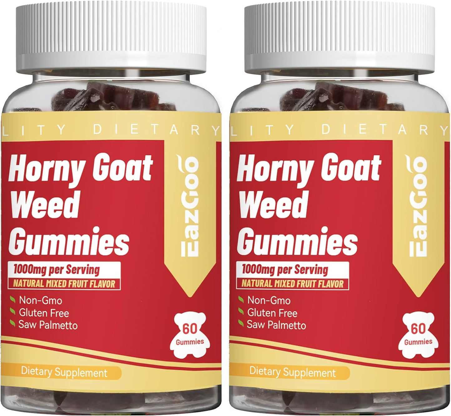 Horny Goat Weed Gummies for Men & Women, Horny Goat Weed Supplement with Maca, Tongkat Ali, Saw Palmetto, 60 Count