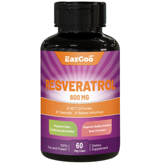 Resveratrol 600 mg, Trans-Resveratrol Supplement, Antioxidant Health Aging Support