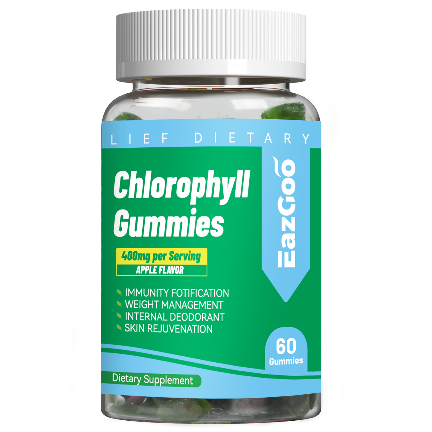 Chlorophyll Gummies with Apple Cider Vinegar Ashwagandha Vitamins Magnesium Gummies, Vegan Chlorophyll - 60 Count