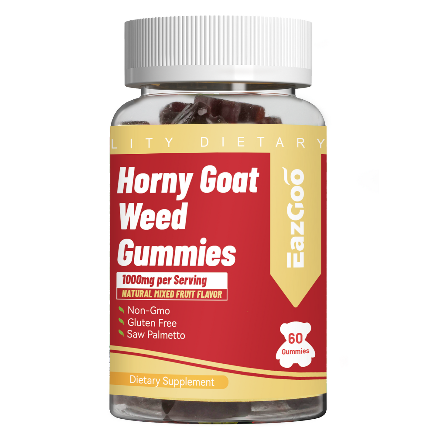 Horny Goat Weed Gummies for Men & Women, Horny Goat Weed Supplement with Maca, Tongkat Ali, Saw Palmetto, 60 Count