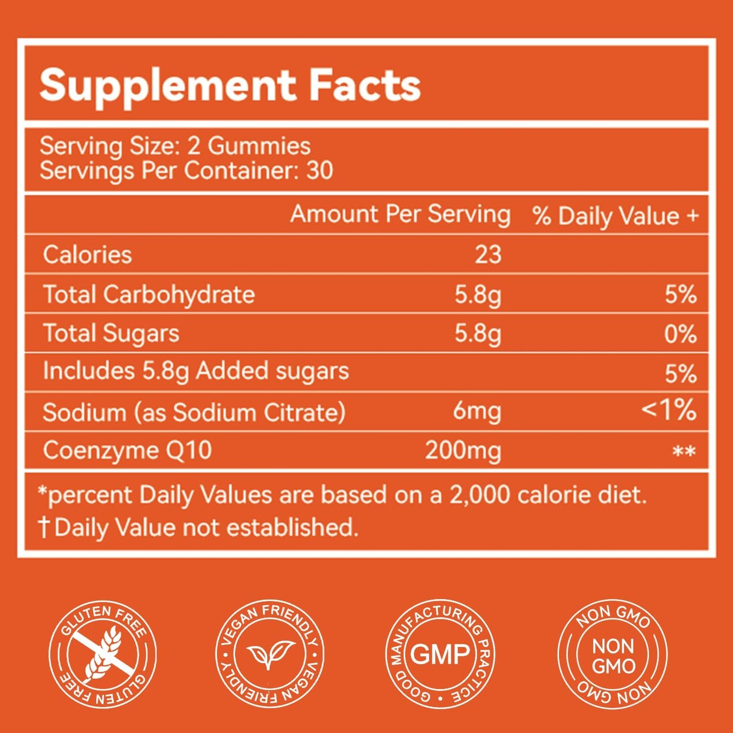 CoQ10 Gummies 200mg, Vegan Supplement for Energy Production, Non-GMO, Gluten Free (60 Gummies)