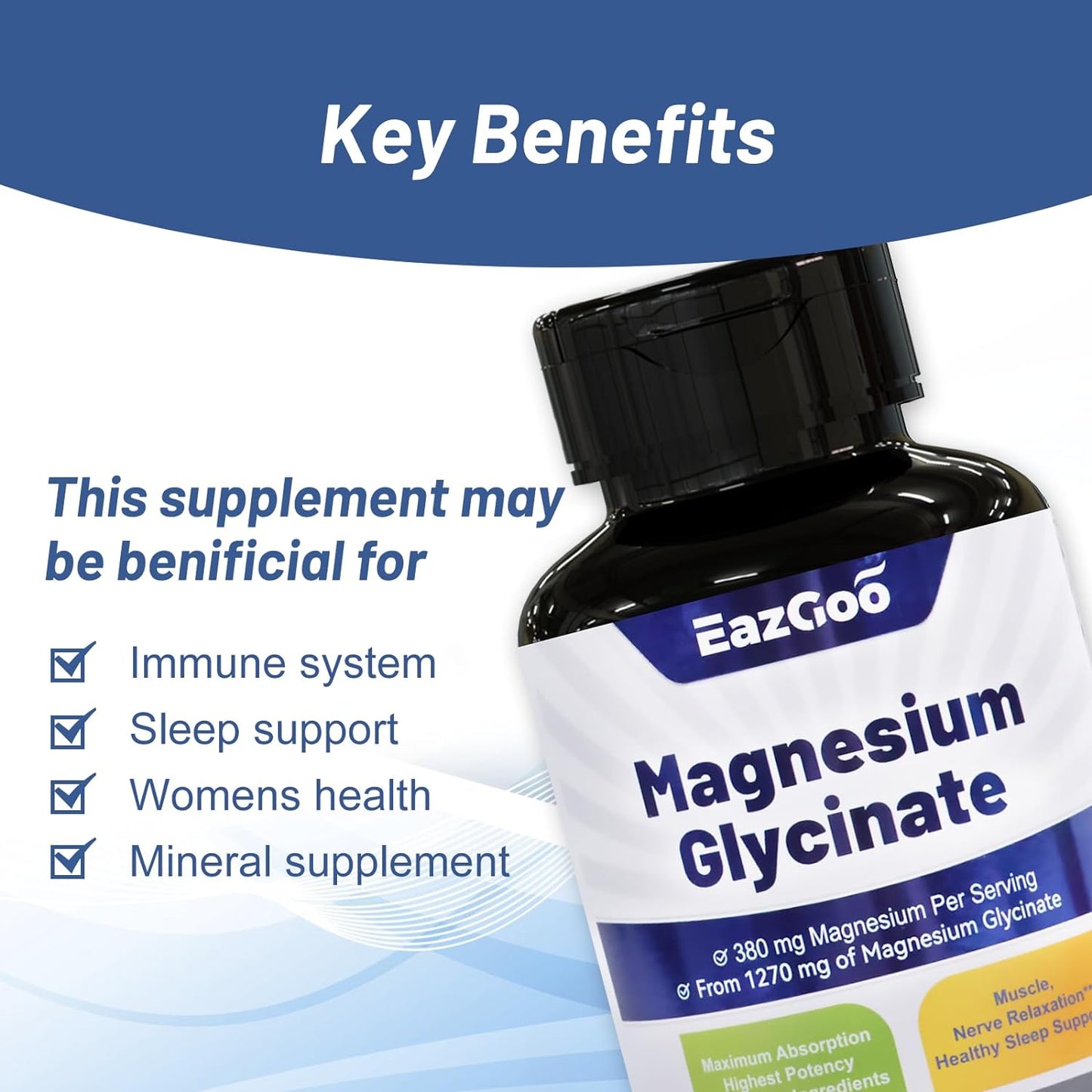 EAZGOO Magnesium Glycinate Supplement, Mineral Magnesium Supplement