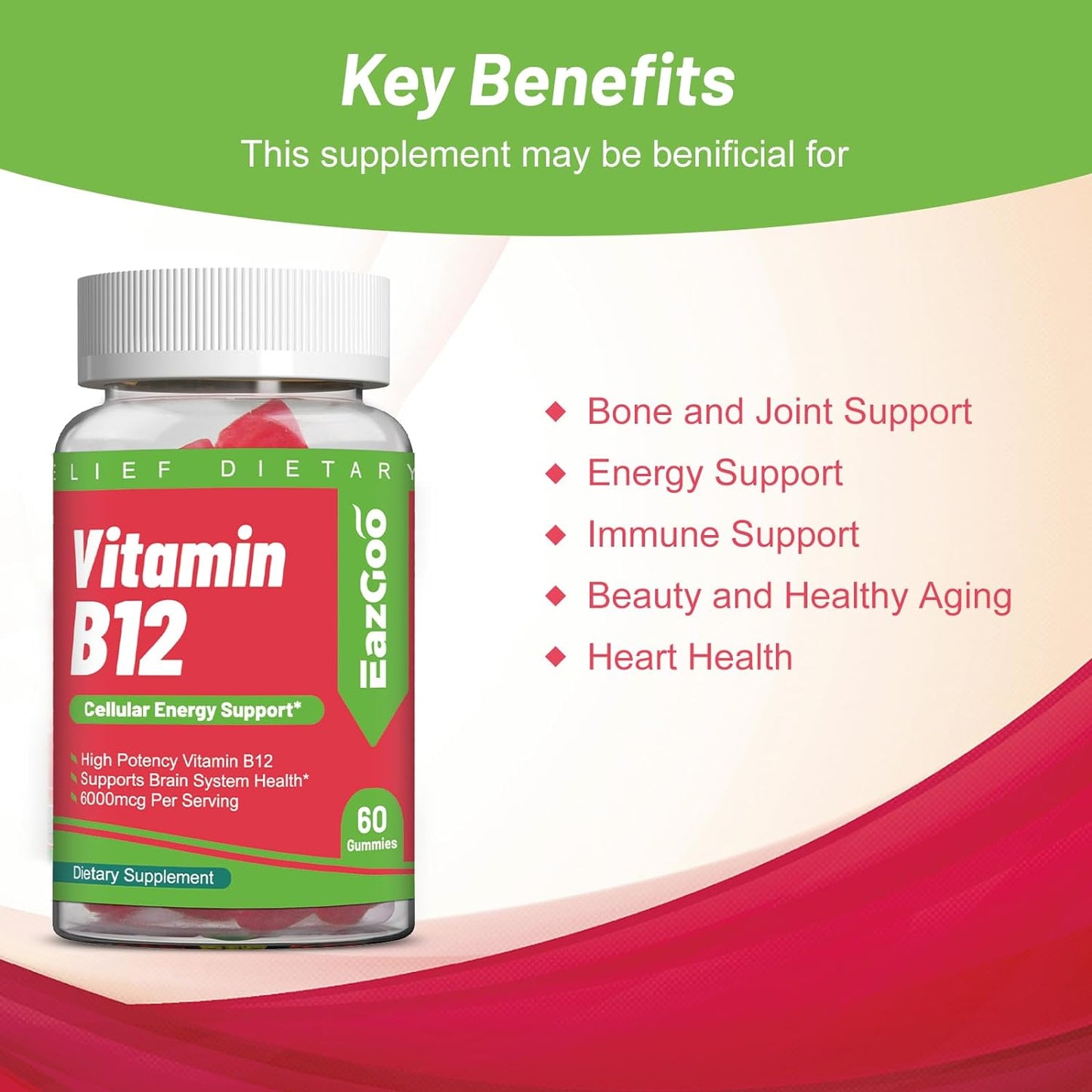 Vitamin B12 Gummies for Adults 6000 mcg - Extra Strength B12 Vitamins Gummies for Women and Men Daily Energy- Vitamin B Gummy with Vitamin B12 120 Count