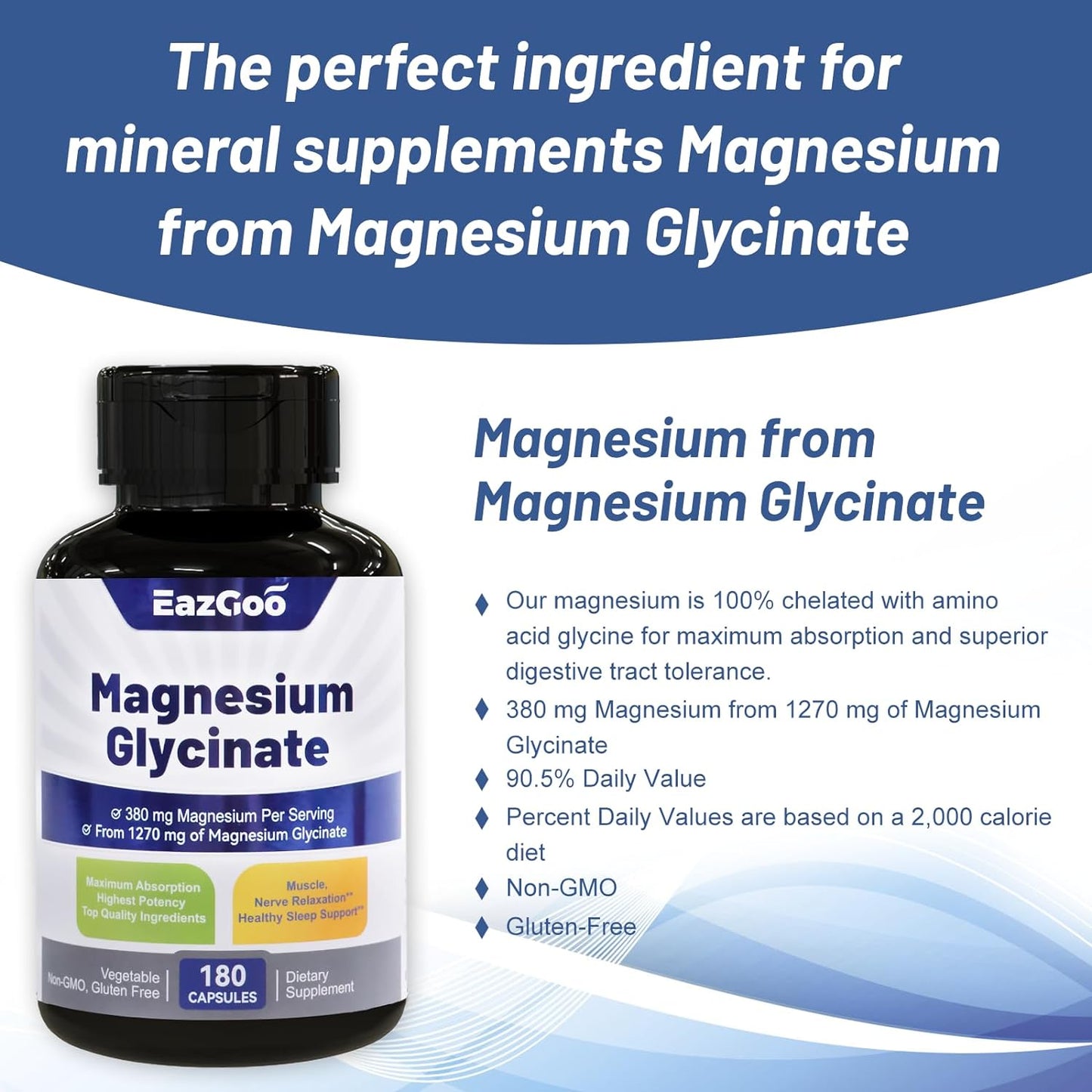 EAZGOO Magnesium Glycinate Supplement, Mineral Magnesium Supplement