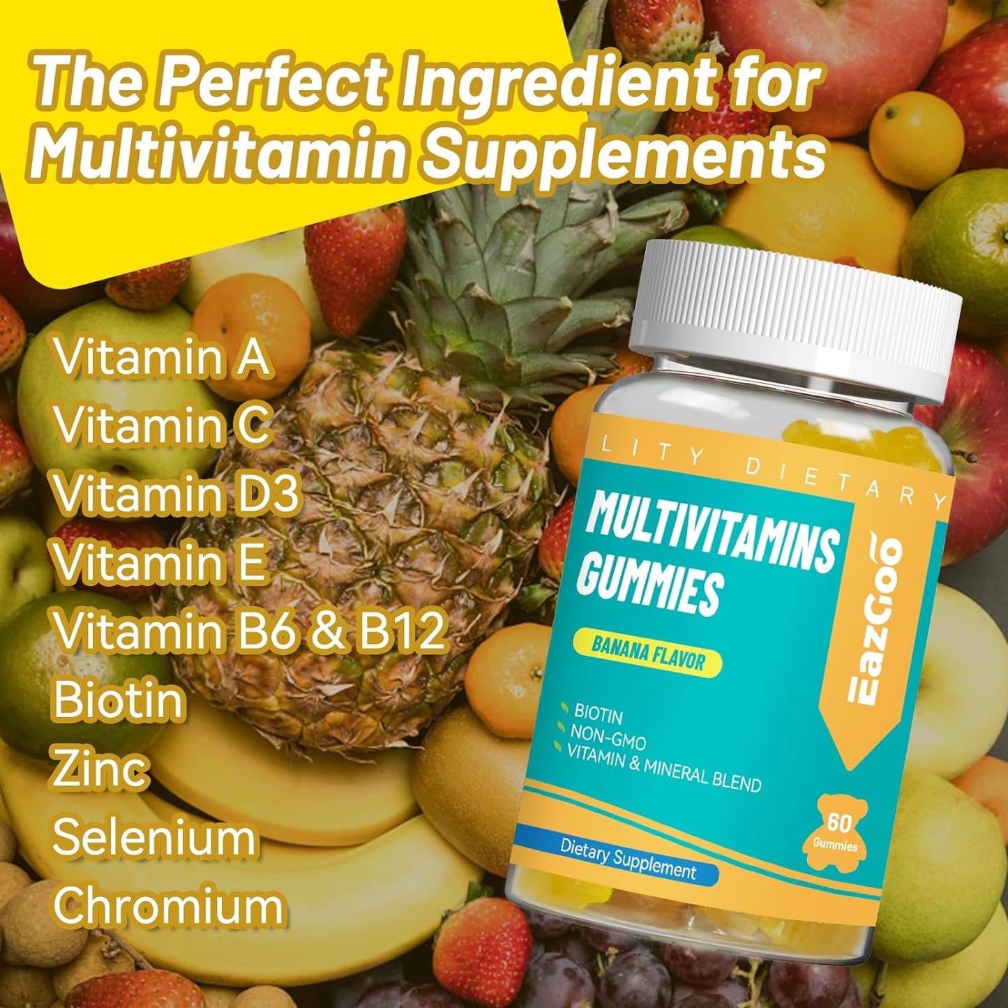 Multivitamin Gummies for Women & Men, Daily Adult Multi Vitamins Gummy, Nutritional Support Vegan - 60 Count