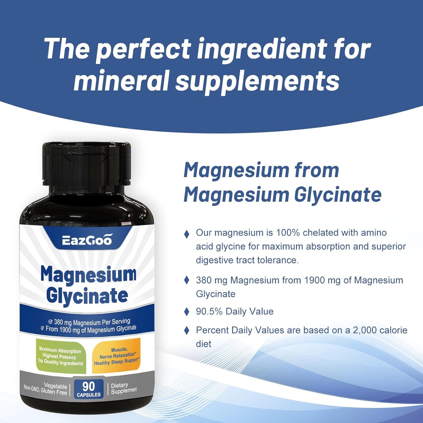 EAZGOO Magnesium Glycinate Supplement, Mineral Magnesium Supplement