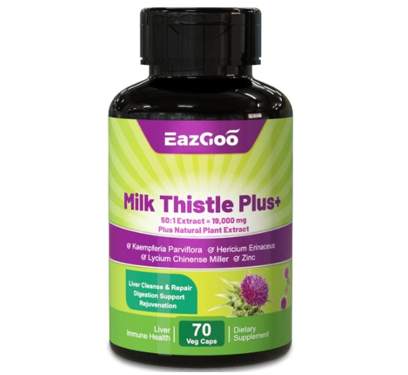 Milk Thistle Extract, Liver Cleanse & Repair Supplement, Digestion Support, Rejuvenation, with Black Ginger, Lion's Mane Mushroom, Goji Berry & Zinc, Non-GMO, Gluten Free - 70 Caps