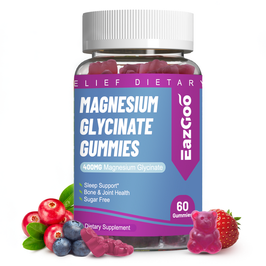 Magnesium Glycinate Gummies 400mg with L-Threonate 200mg - Sugar-Free Magnesium Potassium Supplement with Vitamin D, B6, CoQ10 for Muscle, Sleep Support - 60 Mixed Berry Flavored Gummies